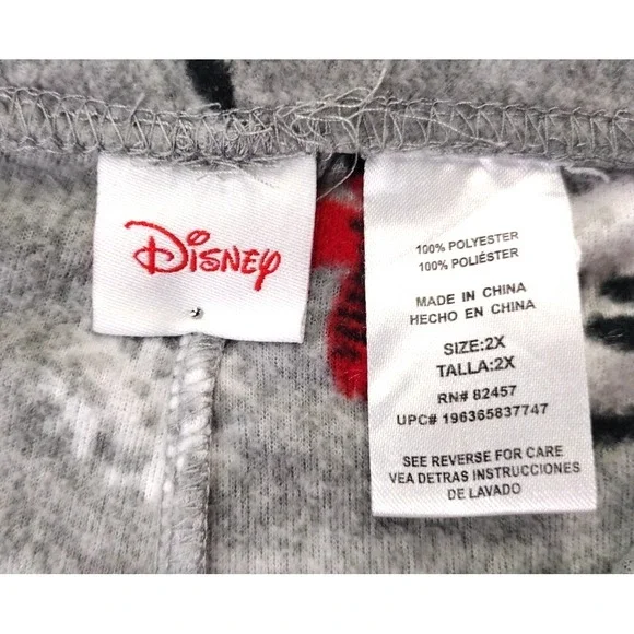 Disney Mickey Mouse Snowflake Pajama Pants Women's 2X Gray Fleece Sleepwear‎ - Picture 6 of 14